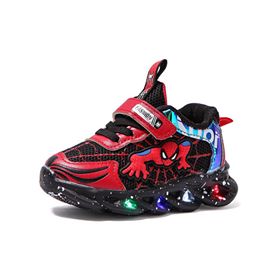 ภาพที่ให้รายละเอียดเกี่ยวกับ **พร้อมส่งจากไทย**รองเท้าสไปเดอร์แมน 3D รองเท้าเด็กมีไฟกระพริบ LED  รองเท้าสำหรับเด็กหัดเดิน Spiderman Shoes LED