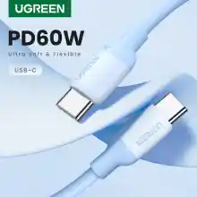 ภาพขนาดย่อของสินค้าUGREEN 60W PD USB-C to USB-C PD Fast Charging Skin-friendly Silicone Cord Data Cord for SAMSUNG S23 S22 S21 iPad Pro MacBooK Air Model: US263
