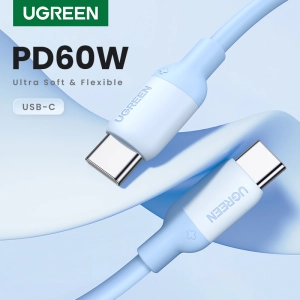 สินค้า UGREEN 60W PD USB-C to USB-C PD Fast Charging Skin-friendly Silicone Cord Data Cord for SAMSUNG S23 S22 S21 iPad Pro MacBooK Air Model: US263