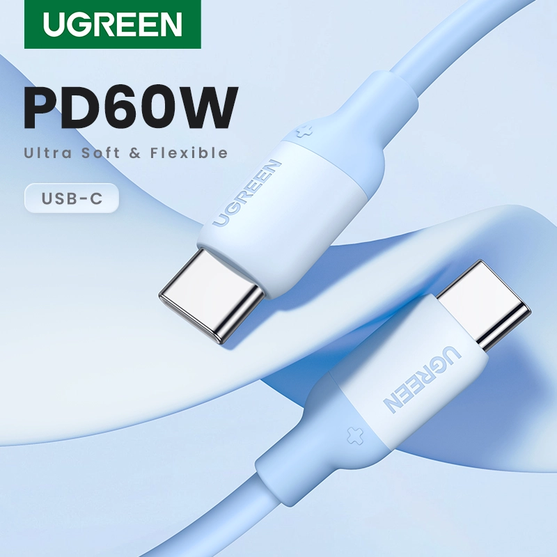 ภาพหน้าปกสินค้าUGREEN 60W PD USB-C to USB-C PD Fast Charging Skin-friendly Silicone Cord Data Cord for SAMSUNG S23 S22 S21 iPad Pro MacBooK Air Model: US263
