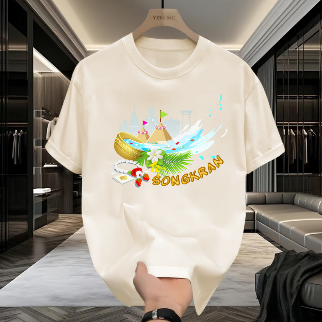 เสื้อยืดสกรีนลายสงกรานต์เท่ๆ เสื้อยืดผู้หญิง เสื้อแฟชั่น เสื้อสตรีท เสื้อผ้านุ่มใส่สบายQ1322 ราคา 68 บาท*ส่งฟรี