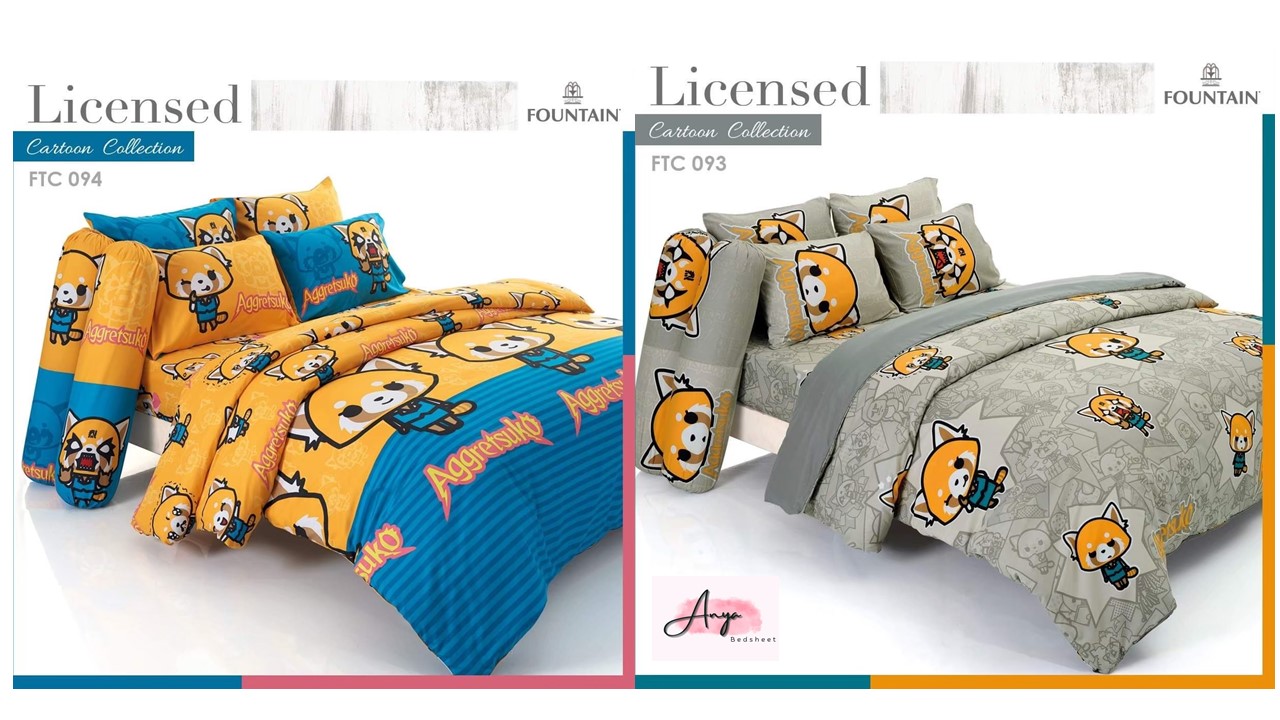 (2ลาย) ผ้าปูที่นอน ผ้านวม Aggretsuko หรือ เร็ตสึโกะจอมกราดเกรี้ยว ลิขสิทธิ์แท้ Fountain by Tulip ราคา 370 บาท*ส่งฟรี
