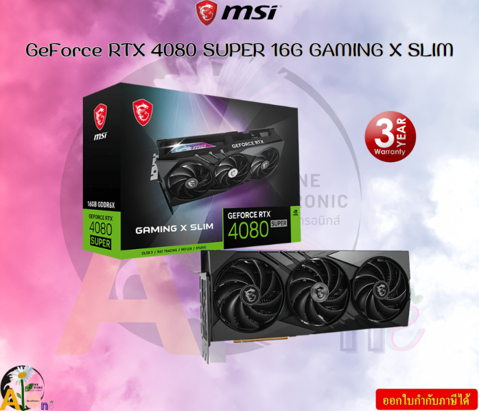 MSI GeForce RTX 4080 SUPER 16G GAMING X SLIM 16GB GDDR6X Extreme Performance: 2625 MHz 3Y ราคา 48,112 บาท*ส่งฟรี