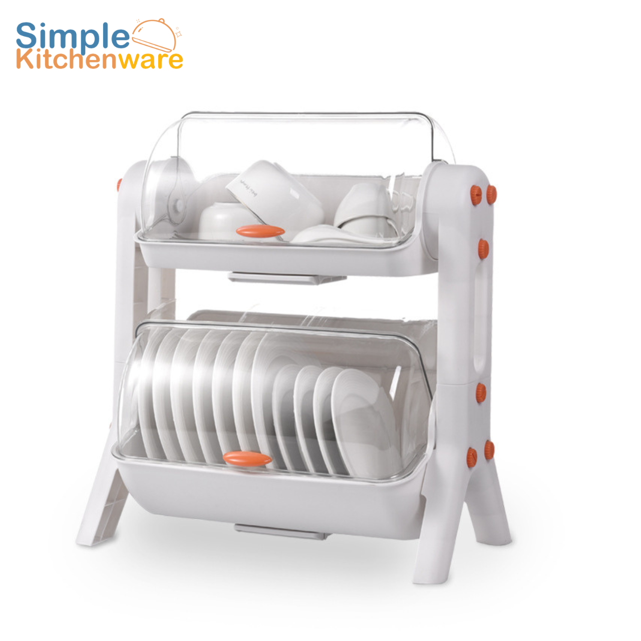 Simple Kitchenware ชั้นวางจาน ชั้นคว่ำจาน 2 ชั้น ชั้นวางจานพลาสติก ที่คว่ำจาน ฝาเปิดมีที่เปิด ขนาด 47x42x24cm. Dish rack ที่คว่ำจานพลาสติก ราคา 1,095 บาท*ส่งฟรี