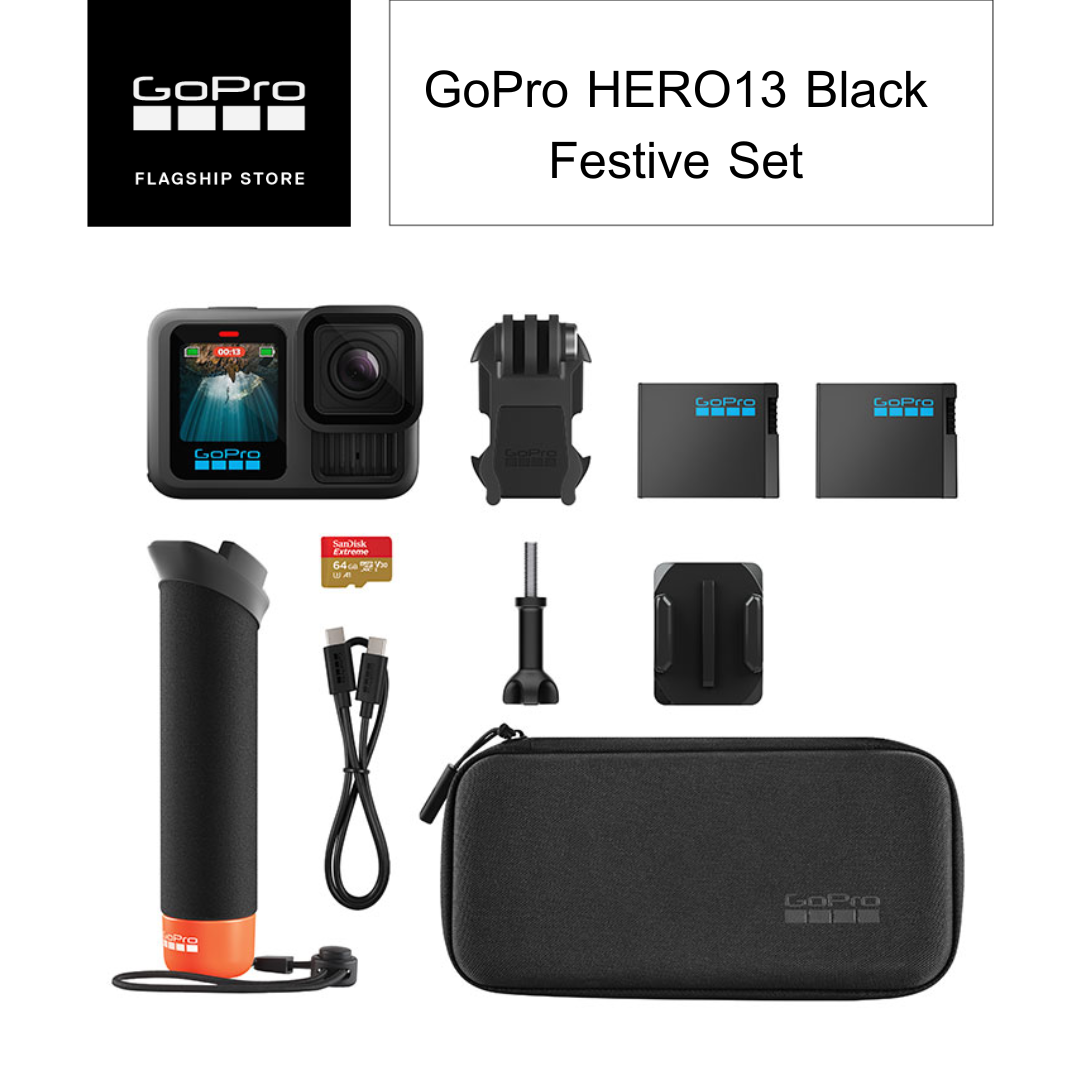 (ประกันศูนย์ไทย1ปี) GoPro HERO13 Black Festive Set เซ็ทกล้องโกโปร+แบตเตอรี่ Enduro+The Handler+SD card 64 GB ราคา 17,500 บาท*ส่งฟรี