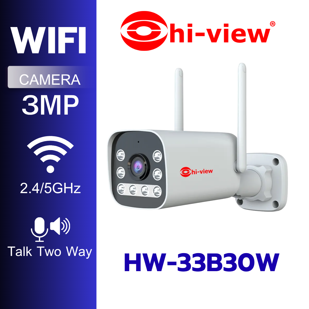 Wireless Cctv Camera Hiview Hw-33B30W, Clear 3Mp Color Images, Has a Microphone for Talking and Interacting. ราคา 1,281 บาท*ส่งฟรี