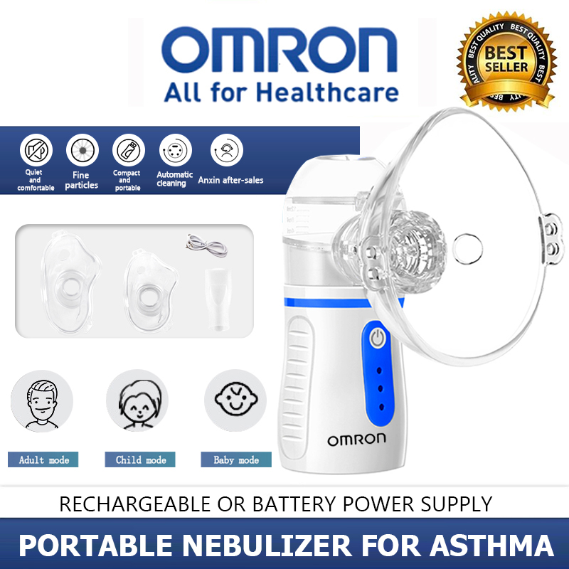 Omron เครื่องพ่นยาทางการแพทย์ เครื่องnebulizer ใช้ในบ้าน nebulizerล้ำมือถือแบบพกพา เหมาะสำหรับทุกวัย Omron Nebulizer For Asthma New Upgradation Nebulizer Portable Rechargeable Machine For Kids ＆ Adults ราคา 799 บาท*ส่งฟรี