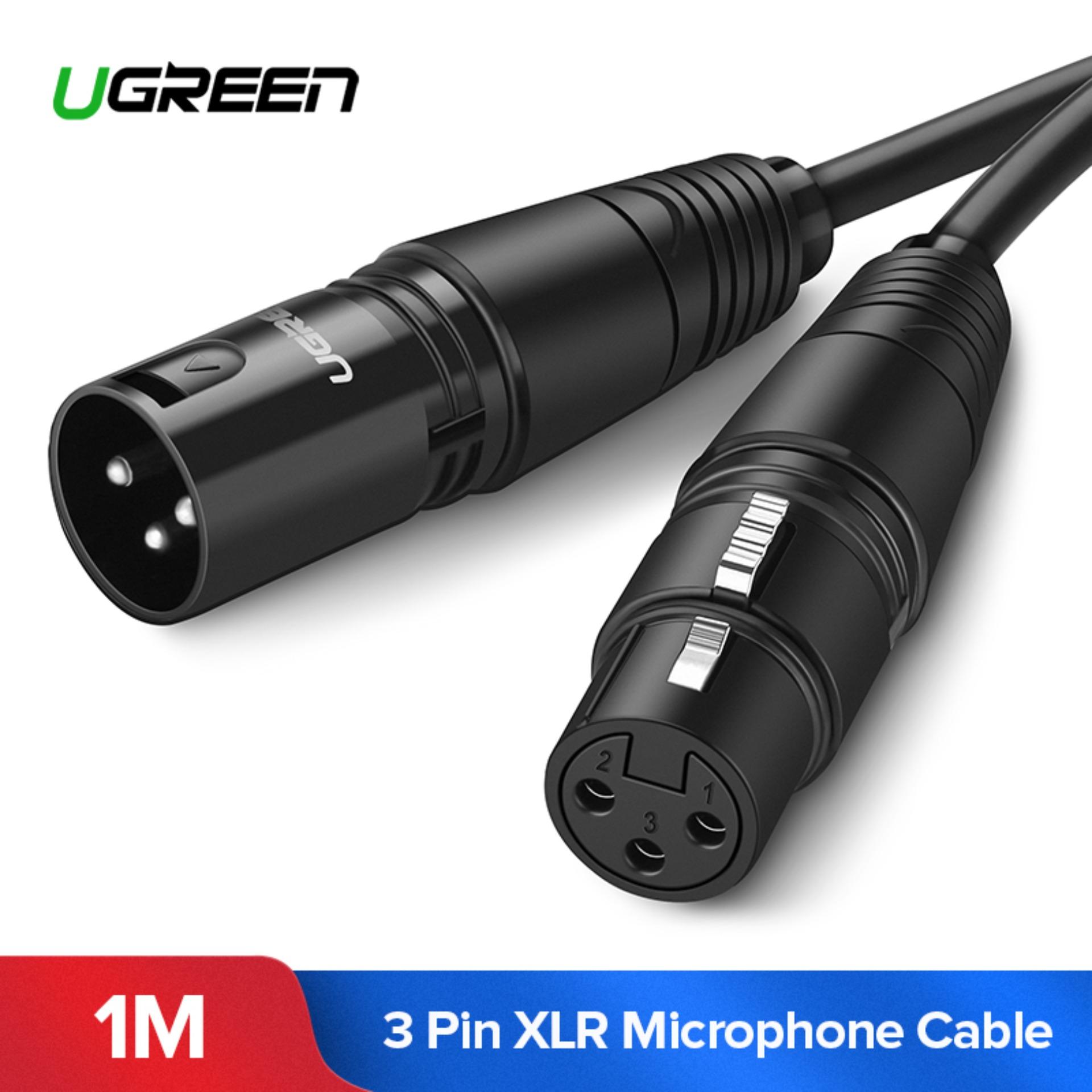 UGREEN ไมโครโฟนสายไมโครโฟน 1Meter XLR สายสัญญาณเสียงเคเบิ้ลสาย XLR สายต่อ Aux สำหรับต่อขยายจากชายหญิงไปยังมิกเซอร์เครื่องขยายเสียงสเตอริโอ