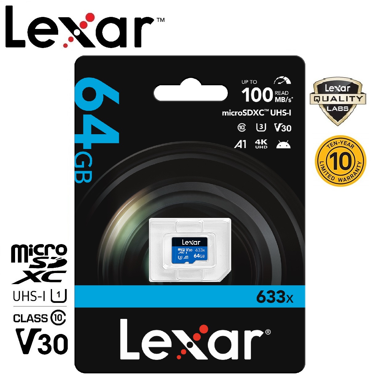 Lexar 64GB Micro SDXC 633x (100MB/s) ราคา 189 บาท*ส่งฟรี