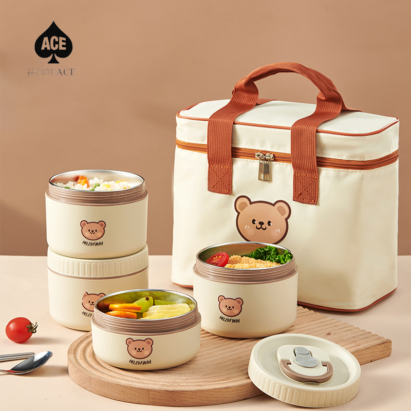 Home Ace.กล่องอาหารกลางวันความจุขนาดใหญ่ฉนวนสแตนเลส 304 กล่องอาหารกลางวันนักเรียน 2/3/4 ชั้นกล่องเก็บอาหาร ราคา 64 บาท*ส่งฟรี