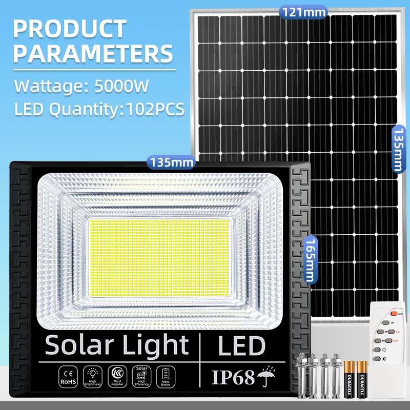 KKSKY 【ซื้อ 1 แถม 5】 ไฟโซล่าเซลล์ 5000W โซล่าเซลล์ ไฟถนน กันน้ำ IP68 solar light outdoor ไฟสปอร์ตไลท์ LED เปิดปิดอัตโนม