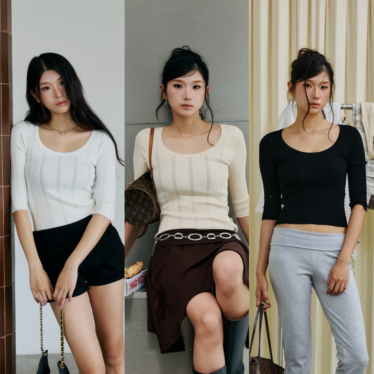 Soho Square Top, Three-Quarter Sleeve Shirt, Openwork Lace Pattern. ราคา 750 บาท*ส่งฟรี