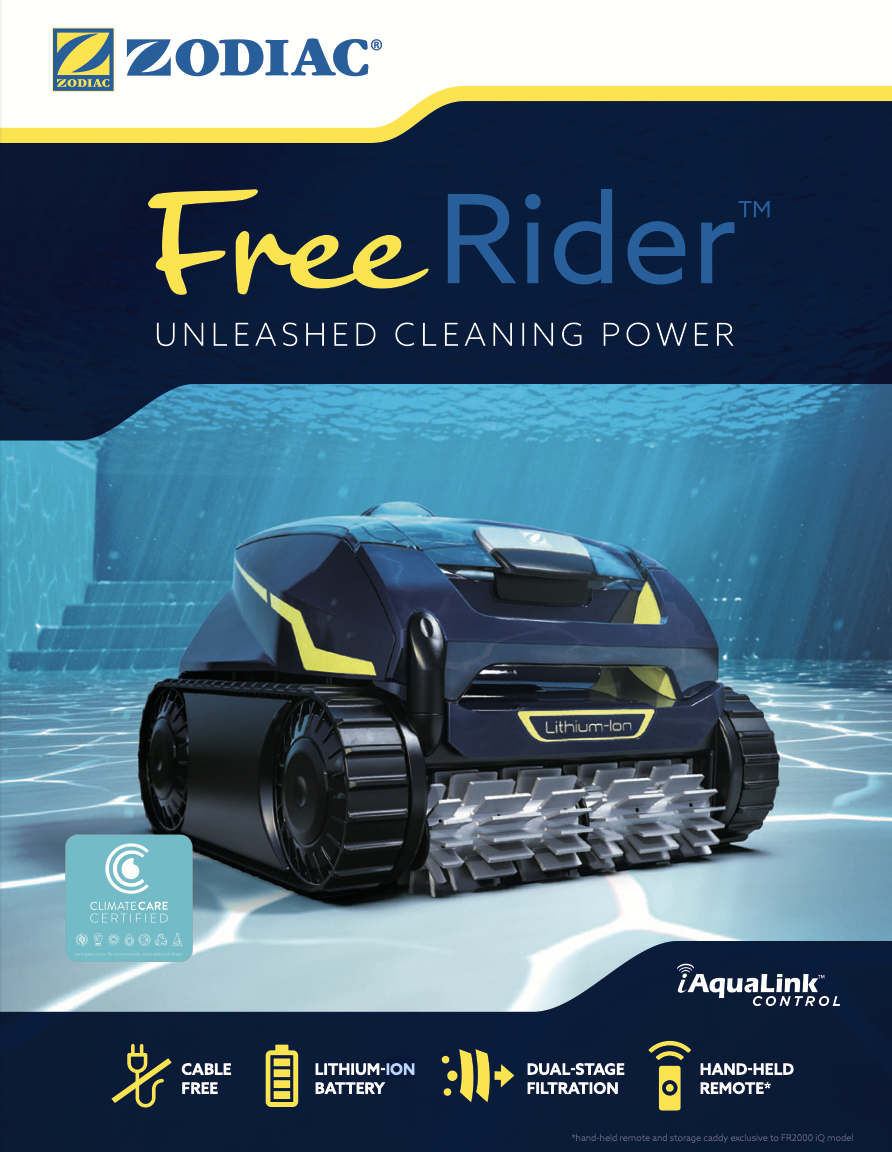 Zodiac FreeeRider FR1000 IQ ROBOTIC POOL CLEANER CABLE FREE ราคา  62,990 บาท*ส่งฟรี