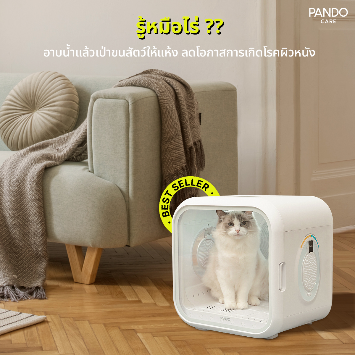 แพนโด้ เครื่องเป่าขนสัตว์เลี้ยง รุ่น PD50 Pando Pet Dryer Room PD50 ราคา 30,000 บาท*ส่งฟรี