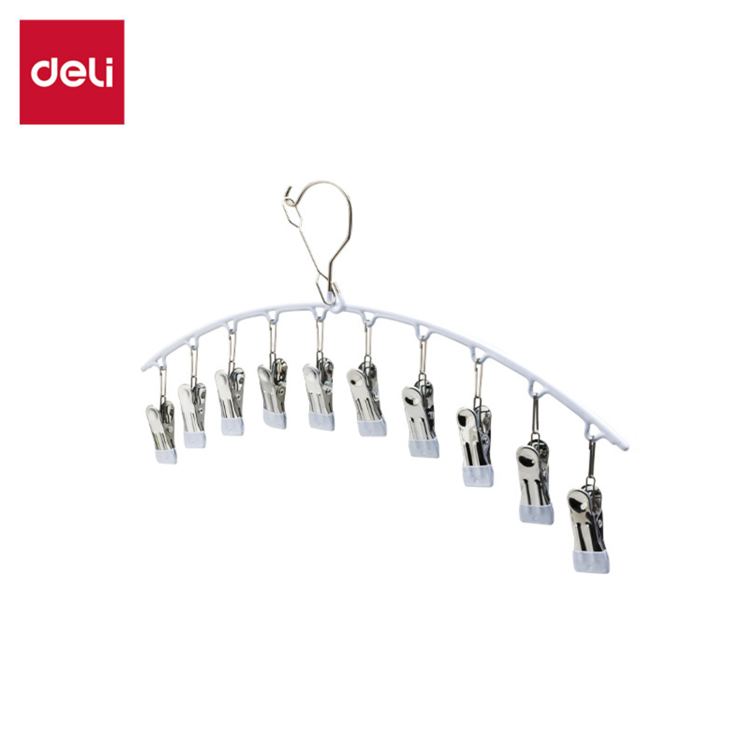 Deli ไม้แขวนเสื้อแบบมีที่หนีบในตัว ไม้แขวนเสื้อ ไม้หนีบกางเกง ไม้หนีบผ้า ไม้แขวนเสื้อสแตนเลส พวงหนีบผ้า ตัวหนีบสแตนเลส กันผ้าลื่น ไม่เป็นสนิม Pant Clip ราคา 65 บาท*ส่งฟรี