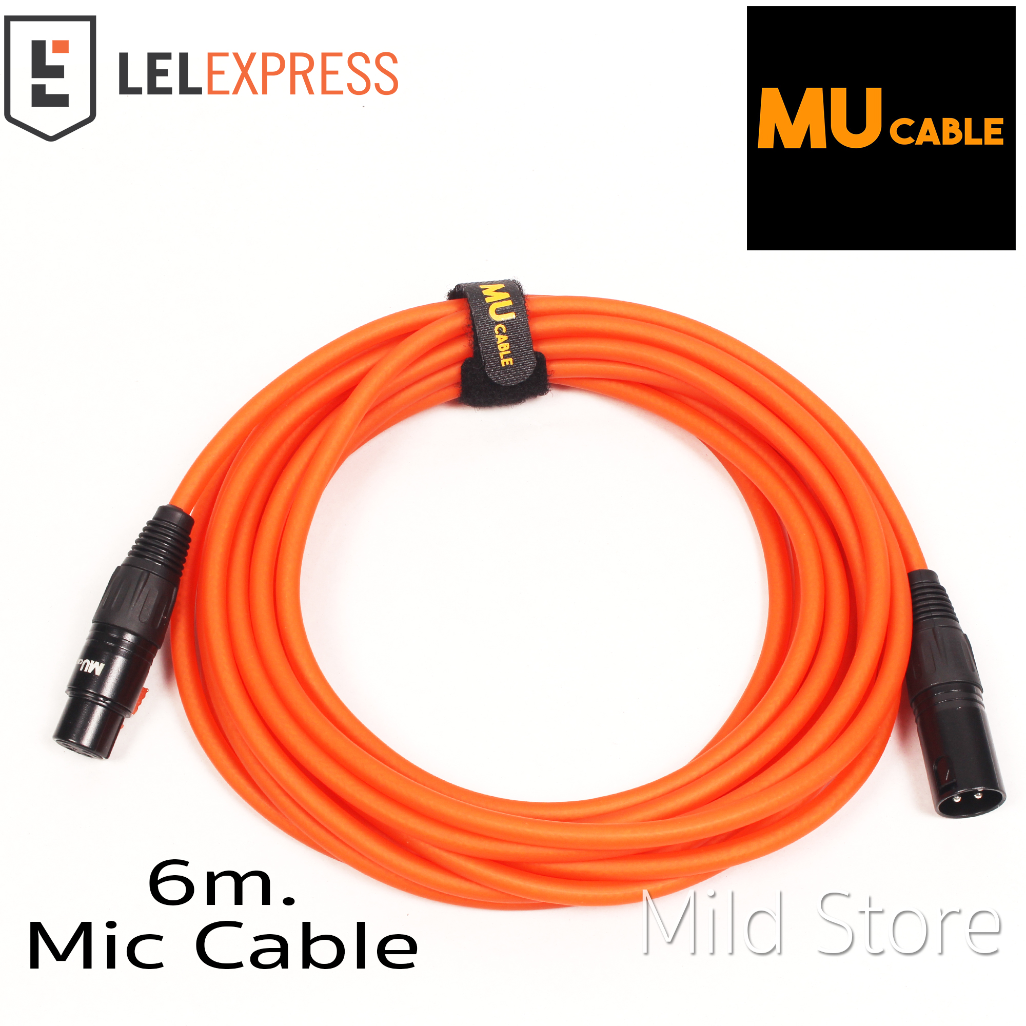 Mu Cable สายไมค์โครโฟน แบบสีสะท้อนแสง 6เมตร