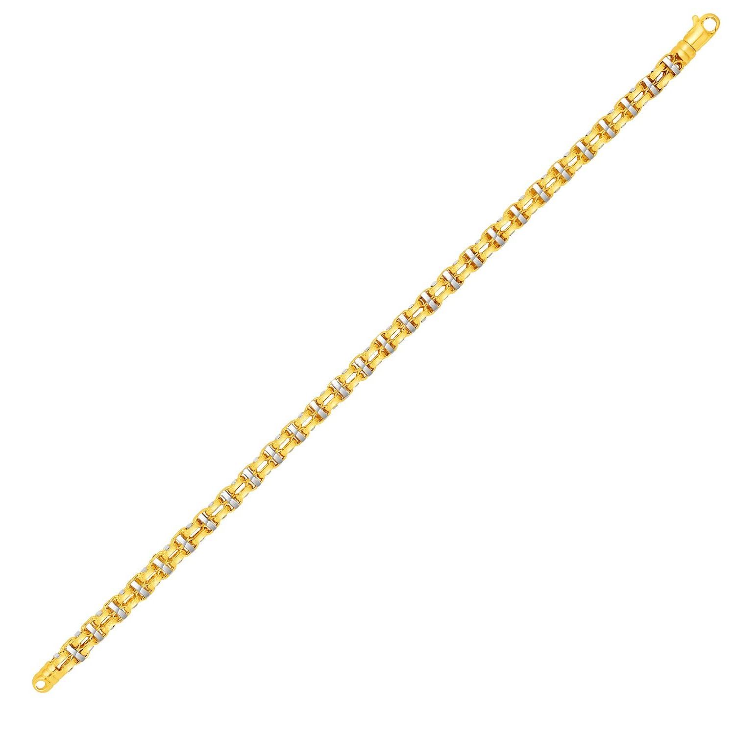 Nathalias NY 14k Two-Toned Yellow and White Gold Double Link Men's Bracelet ราคา 75,600 บาท*ส่งฟรี