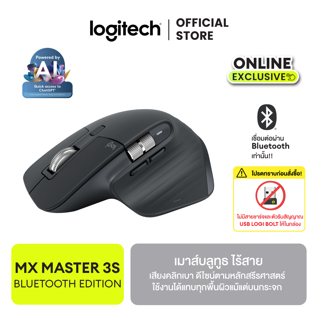 Logitech Mx Master 3S Performance Wireless Mouse Bluetooth Edition (No USB Receiver)