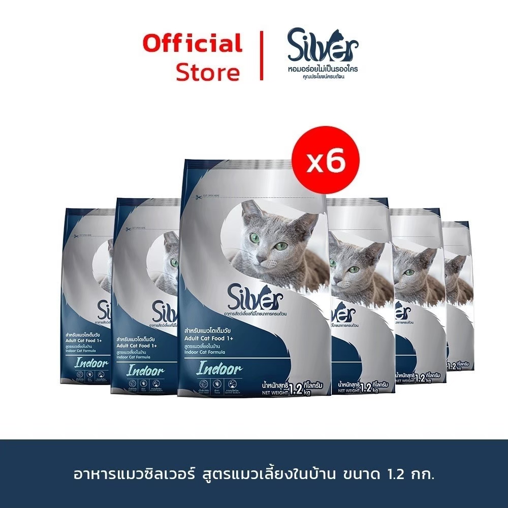 SILVER อาหารแมว ทุกรสชาติ ขนาด 1.2 kg x 6 ถุง ราคา 630 บาท*ส่งฟรี