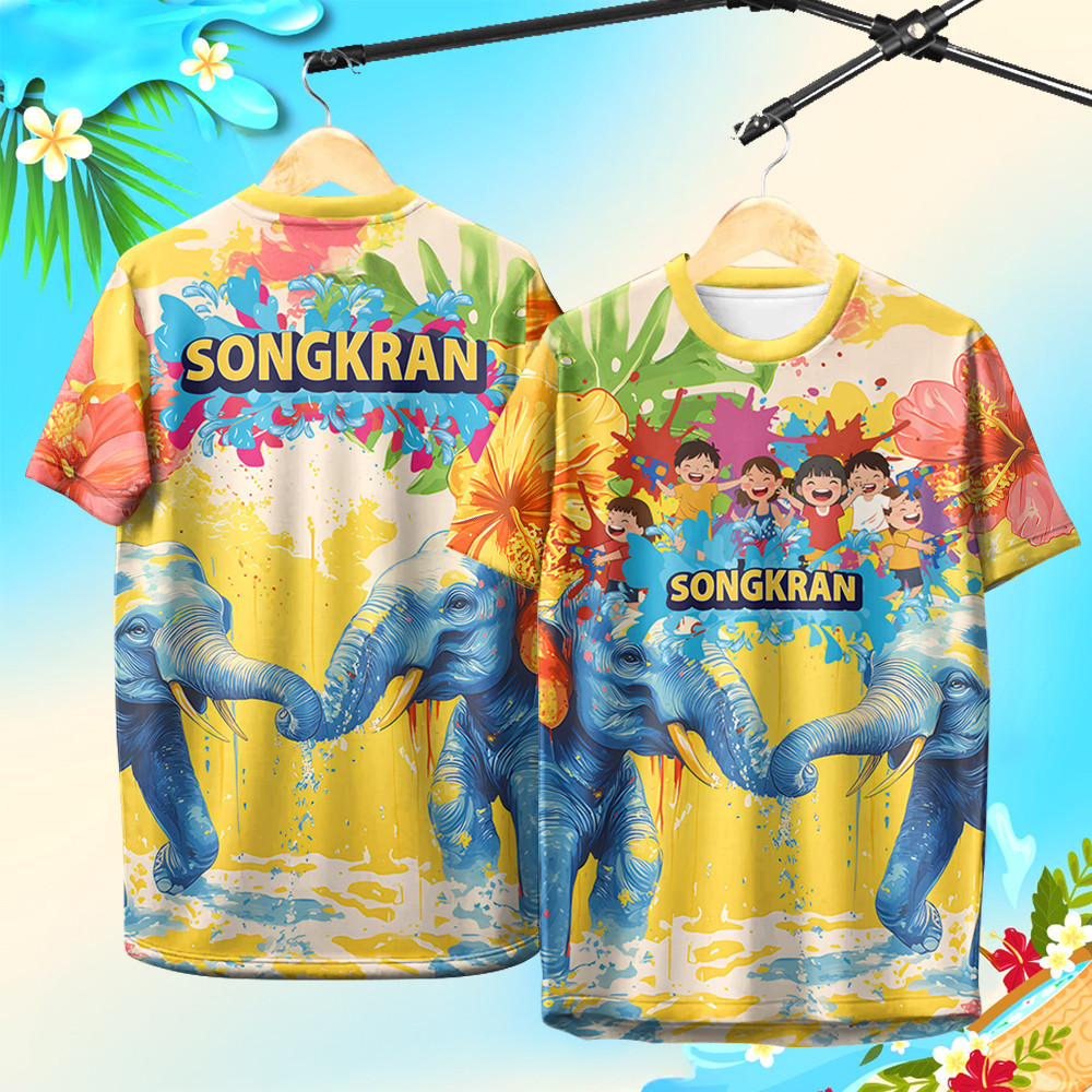 2025 เสื้อสงกรานต์ เสื้อยืดฮาวาย ผู้หญิง เสื้อยืดสีเทศกาลสงกรานต์,เสื้อเชิ้ตแขนสั้นโอคอผู้หญิง,เสื้อสีสาดหมึกสําหรับทั้งชายและหญิง ราคา  138 บาท*ส่งฟรี