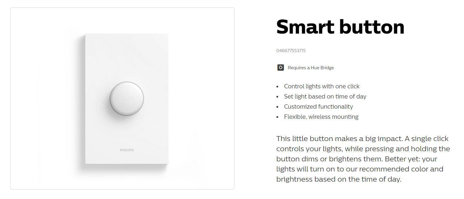 ลองดูภาพสินค้า Philips Hue Smart B for Hue Smart Lights, Smart Light Control, (Hue Hub req)