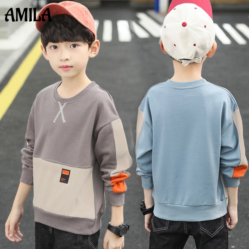 AMILA Cardigans Boys Long Sleeve T-shirtNew children's sweater, boy's top, bottoming shirt, children's t-shirt ราคา  157 บาท*ส่งฟรี