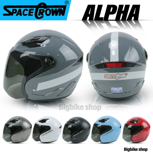 SPACE CROWN หมวกกันน๊อค รุ่น ALPHA รุ่นพิเศษ ด้านหลังมีแถบสะท้อนแดง โดดเด่นไม่เหมือนใคร (มีของส่งเร็วมาก)