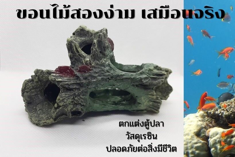ภาพอธิบายเพิ่มเติมของ โพรงขอนไม้เรซิน สองง่าม ตกแต่งตู้ปลา เหมือนไม้จริงมาก เป็นธรรมชาติ ให้ปลาลอด หลบภัย ส่งจากประเทศไทย LG02