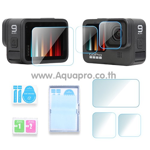 3 in 1 Protector Flim GoPro Hero 11 /10 / 9 Black ฟิล์มกระจกนิรภัย กันรอยจอหลัง 3 in 1 LCD + เลนส์ + จอหน้า ราคา 99 บาท*ส่งฟรี
