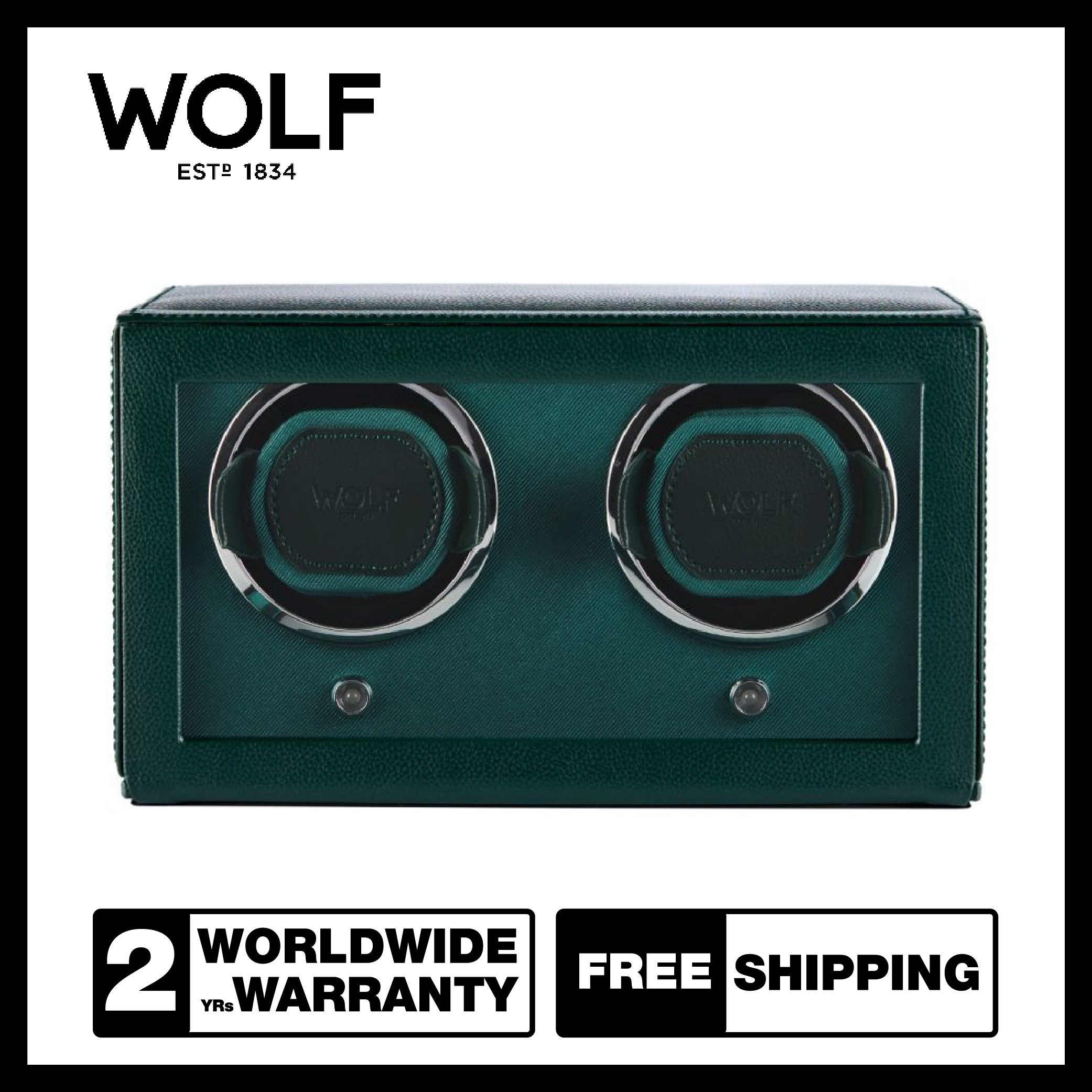 Wolf1834 Cub Double Watch Winder with Cover (Green) ราคา 32,400 บาท*ส่งฟรี