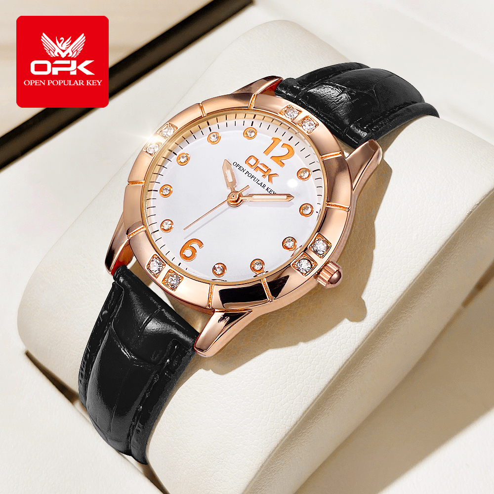 Opk Women's Watch, Waterproof, 2026 New Model, Elegant, Fashionable, Luxurious, Korean Style, Luminous Leather Strap, Quartz Watch ราคา 232 บาท*ส่งฟรี