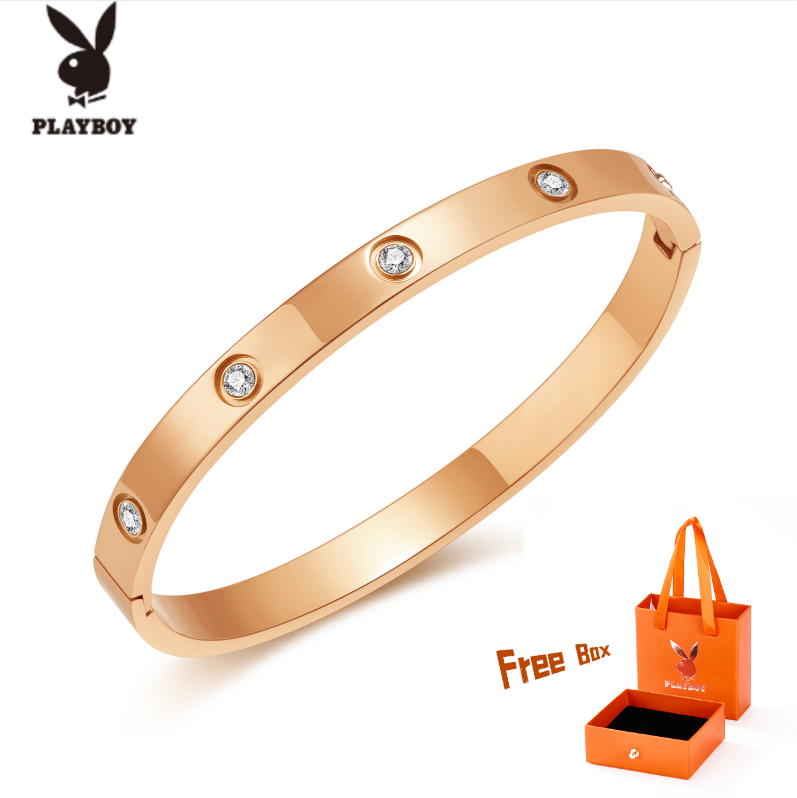 Playboy strap rose gold stainless steel durable waterproof box ราคา  230 บาท*ส่งฟรี