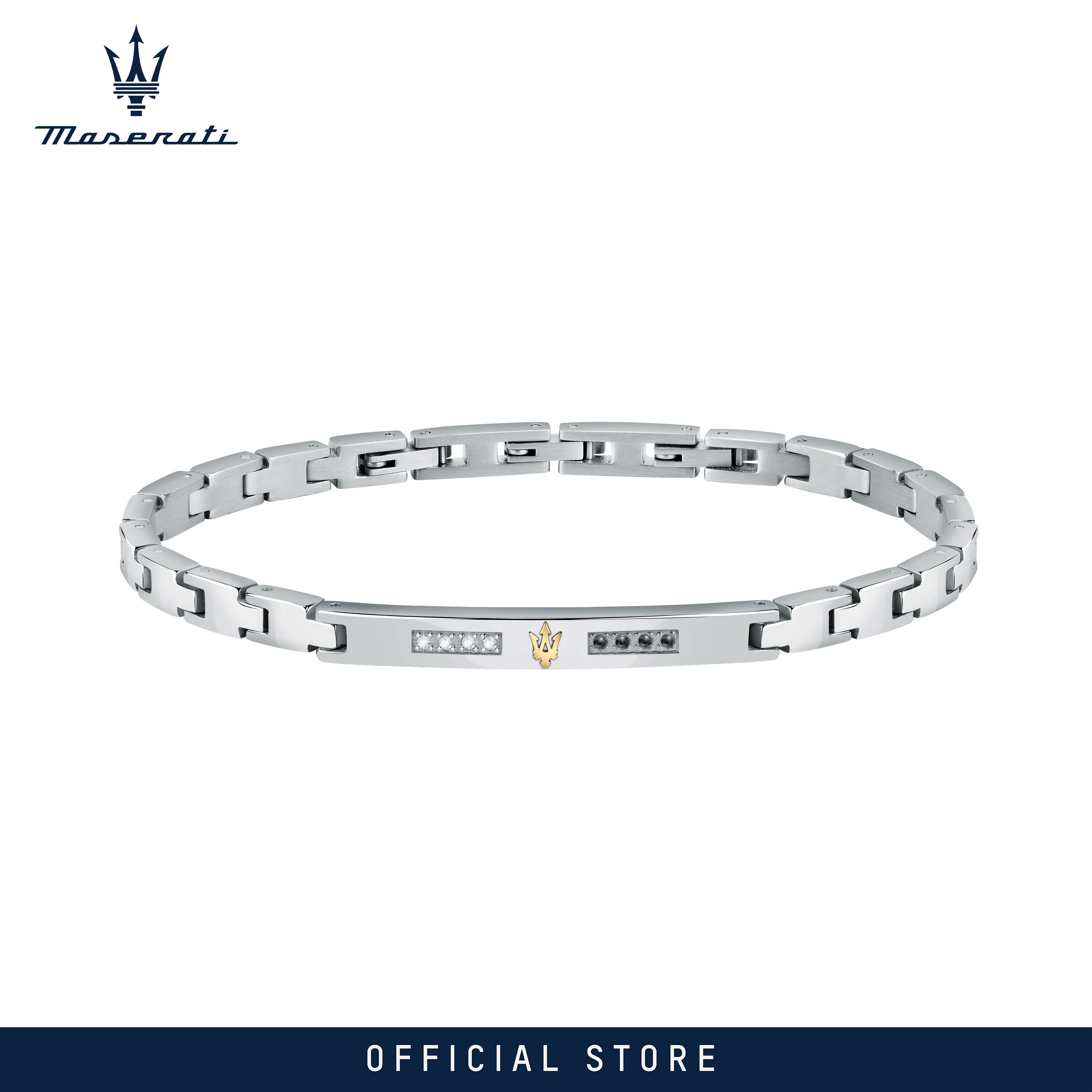 Maserati Jewels 220mm Men's Stainless Steel Diamond กำไลข้อมือ, Silver & Gold, JM521ATY12 (Adjustable) ราคา 4,335 บาท*ส่งฟรี
