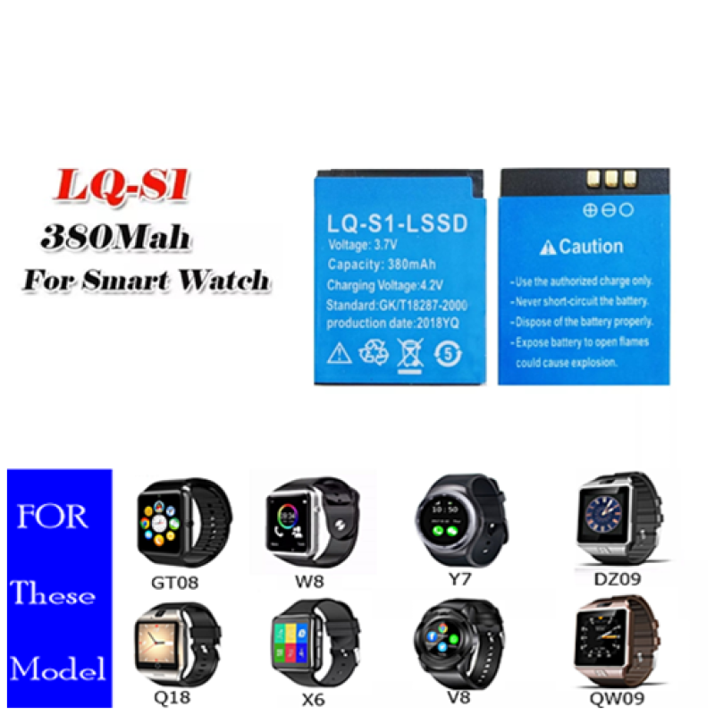 รูปภาพเพิ่มเติมเกี่ยวกับ 📍ส่งจากกทม📍LQ-S1 Smartwatch Battery แบตเตอรี่นาฬิกา 3.7V 380MAh แบตเตอรี่ Li-Ion Polymer สำหรับสมาร์ทนาฬิกา แบตนาฬิกา DZ09, A1, W8,G08, GT08, V8 ,x6 และอื่นๆ