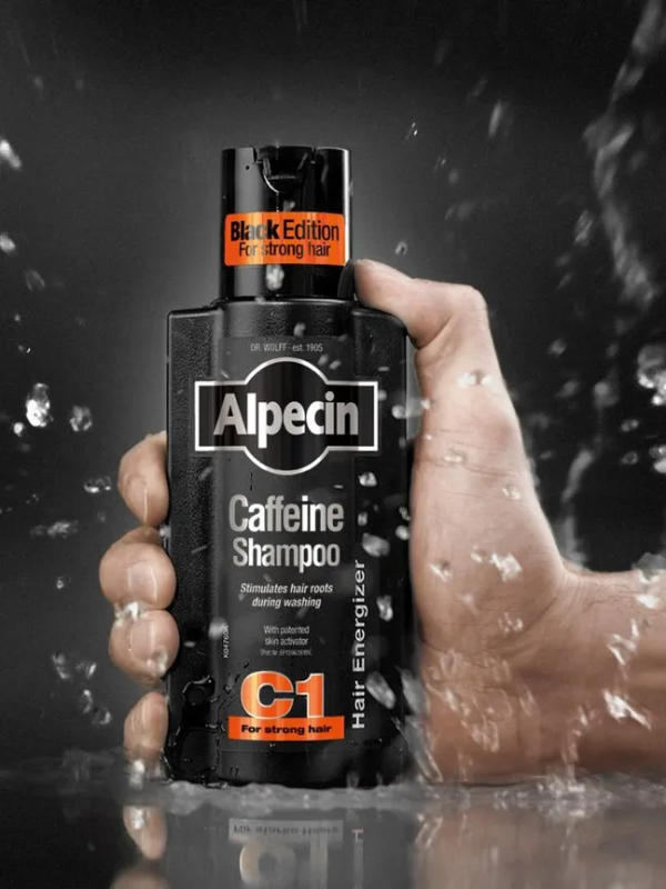 Alpecin Caffeine C1 Black Edition Caffeine Shampoo | Reduces Hair Loss, Nourishes Hair Roots, Stimulates Hair Growth. | For Men, Thin Hair, Baldness, Heredity 250ml ราคา 319 บาท*ส่งฟรี
