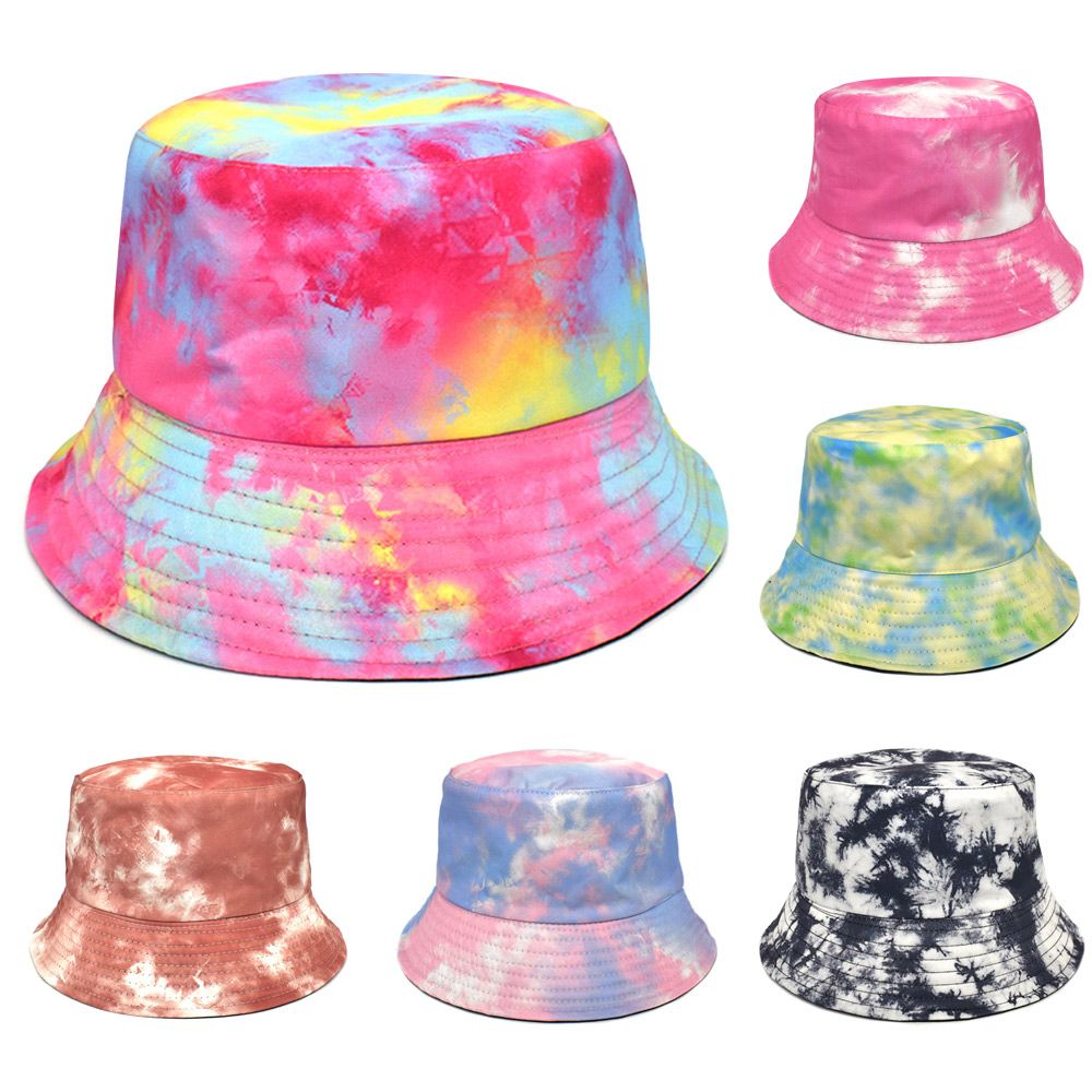 MILDNESS ดิจิตอลสินค้าปกป้องดวงอาทิตย์ฮิปฮอป3D พิมพ์หมวกชาวประมงหมวกปี๊บแบบกลับด้านหมวกชาวประมง Tie-Dye Graffiti Rainbow