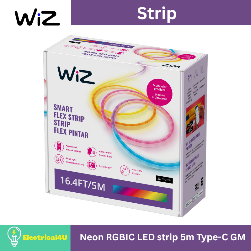 Wiz Neon Rgbic Led Strip 5m, Smart Strip Light, Can Change Colors, Size 5 Meters (Cannot Be Cut) ราคา 2,989 บาท*ส่งฟรี