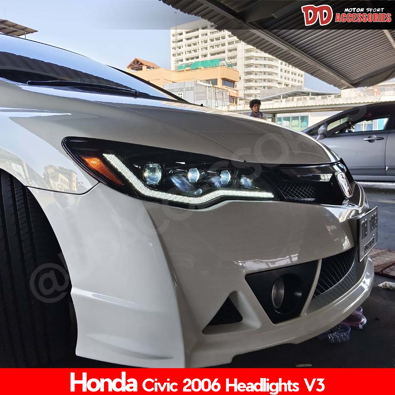 ไฟหน้า LED ไฟท้ายรถยนต์ มอเตอร์ไซค์ Honda ไฟหน้า Civic 2006 2007 2008 2009 2010 2011 V3 Led Bar 3 หลอดแก้วโคมไฟสีดำ Nt ราคา 18,500 บาท*ส่งฟรี