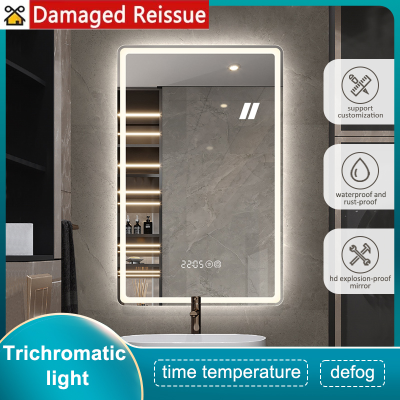 kingdom Square Smart LED Bathroom Mirror Wall Mount (Default Vertical) Bathroom Anti-Fog Luminous Smart Mirror Human Body Sensing Connection Bluetooth Music Mirror ราคา 2,100 บาท*ส่งฟรี