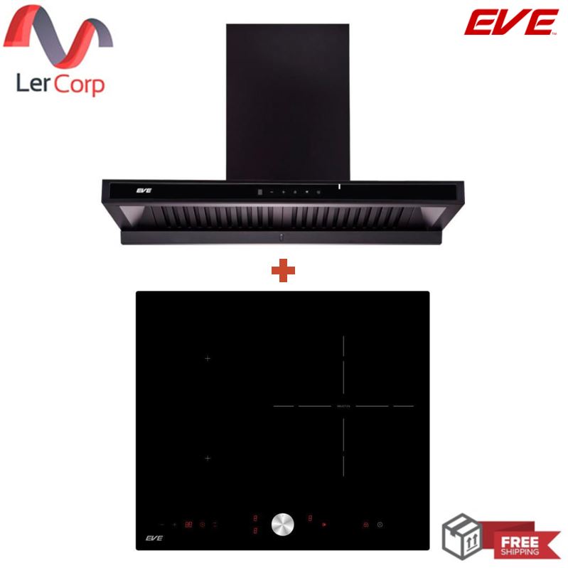 (EVE) เครื่องดูดควันติดผนัง HC-MAXIMUS-90 + เตาฝังอินดักชั่น 3 หัว induction HB60-1FZ1RIND/KTC ราคา 29,990 บาท*ส่งฟรี