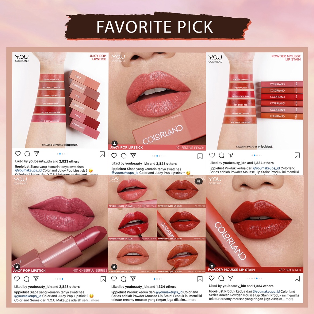 YOU Colorland - Juicy Pop Lipstick เนื้อลิปครีมเนียนนุ่มเบาสบาย กึ่ง แมทท์ ฝีปากดูเนียนชุ่มชื่น สุขภาพดี 5 YOU Colorland - Juicy Pop Lipstick เนื้อลิปครีมเนียนนุ่มเบาสบาย กึ่ง แมทท์ ฝีปากดูเนียนชุ่มชื่น สุขภาพดี 2f54b6b2f36b2e553568fad02f1abb30