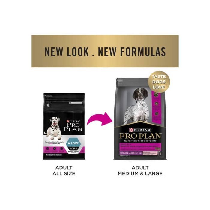 Proplan Adult Medium&Large Sensitive Skin & Stomach 3 kg. อาหารสำหรับสุนัขที่มีภาวะแพ้ง่าย และกระเพาะอาหาร ราคา 990 บาท*ส่งฟรี