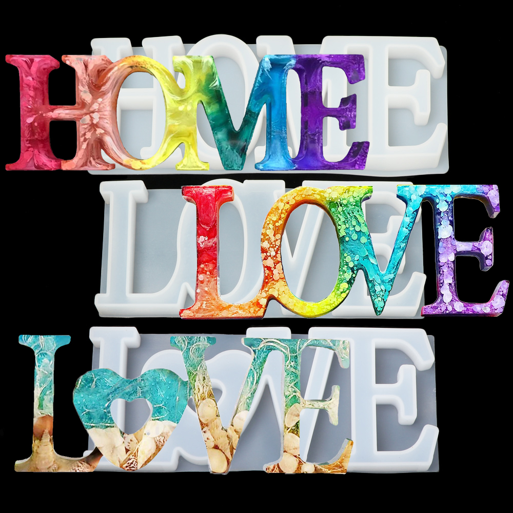 ADYQKU0DH Tool Epoxy Letters Handmade Crystal Glue LOVE Sign Resin Mold Jewelry Making Molds Silicone Casting Mould