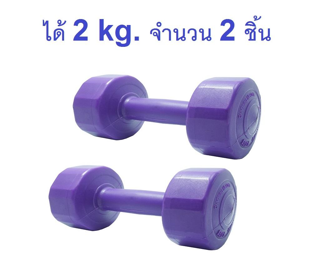 Gsports Dumbbell พลาสติกชนิดเหลี่ยมน้ำหนัก2kg รุ่น LU-2 แพ็คคู่ (สีม่วง)