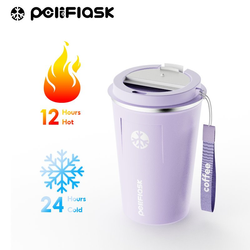Peliflash 380ML/13oz Stainless Steel Coffee Cup with Rope for Both Hot and Cold Use Insulated Cup ราคา 110 บาท*ส่งฟรี