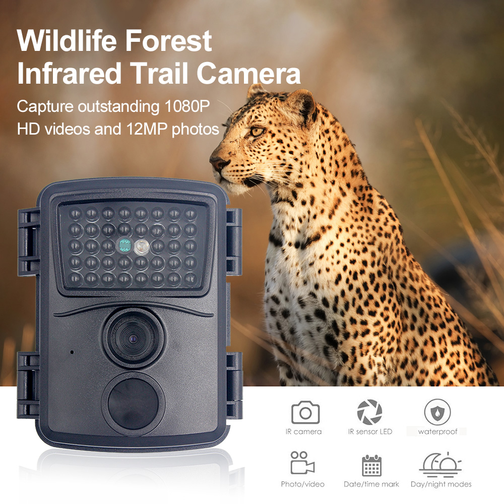 กล้องมินิเทรลกล้องเกม12MP 1080P HD,กล้องล่าสัตว์ป่ากันน้ำพร้อมเลนส์มุมกว้าง60 ° กล้องแอคชั่นถ่ายภาพคมชัดคุณภาพภาพคงที่