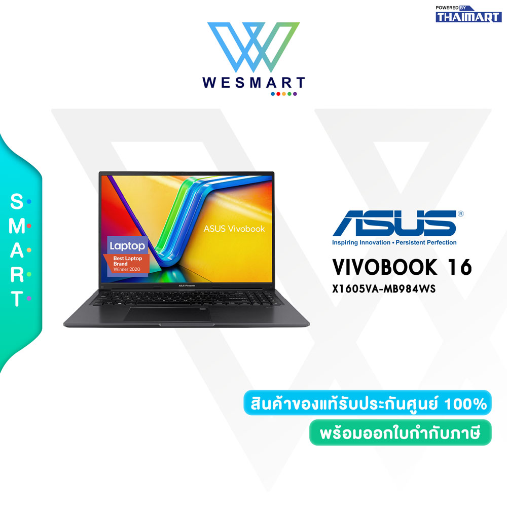 โน้ตบุ๊ก แล็ปท็อปคอมพิวเตอร์ (0%) ASUS NOTEBOOK (โน้ตบุ๊ค) VIVOBOOK 16 X1605VA-MB984WS : Core i9-13900H/Intel Iris Xe/16GB DDR4/512GB SSD/16.0"(WUXGA),IPS/Windows11+Office H&S 2021/2Year Carry In+1Year Perfect Warranty