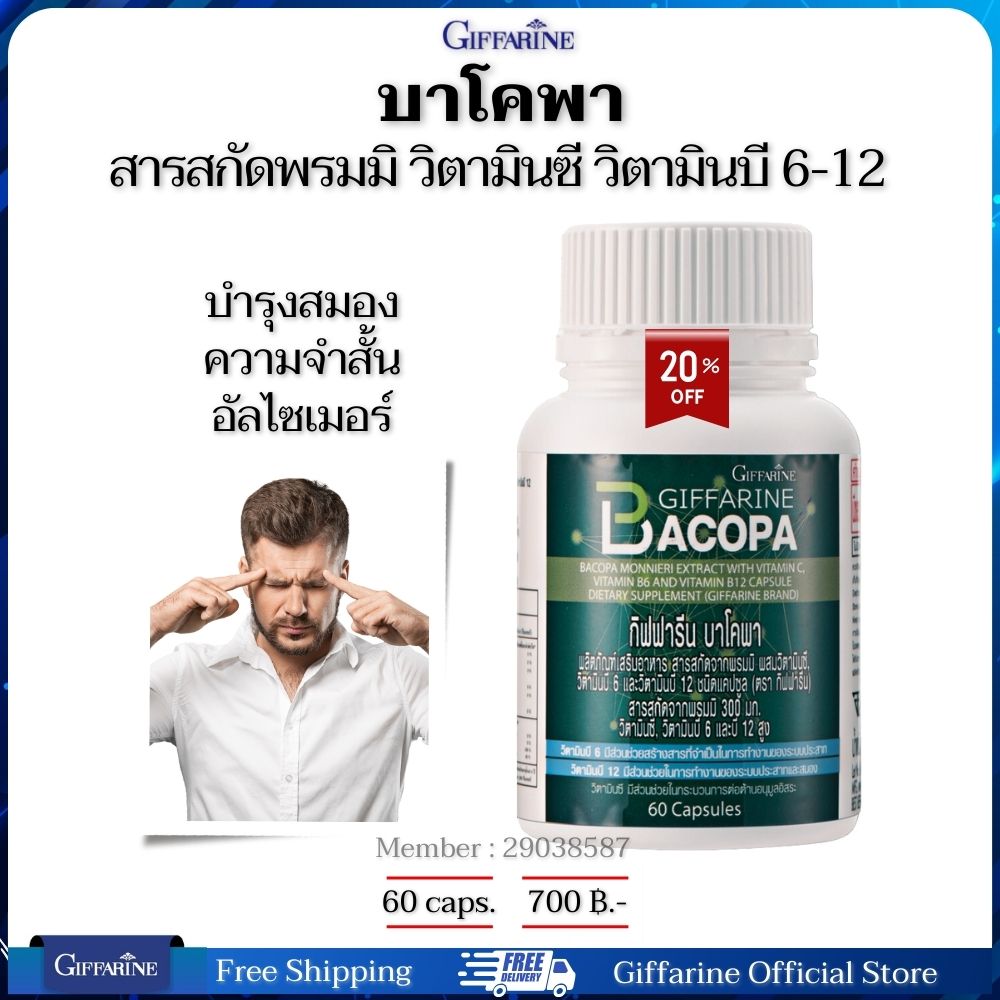 Alzheimer's memory, forget bad memory, brain supplement, restore memory, short concentration, Parkinson's, giffarine, 60 capsules