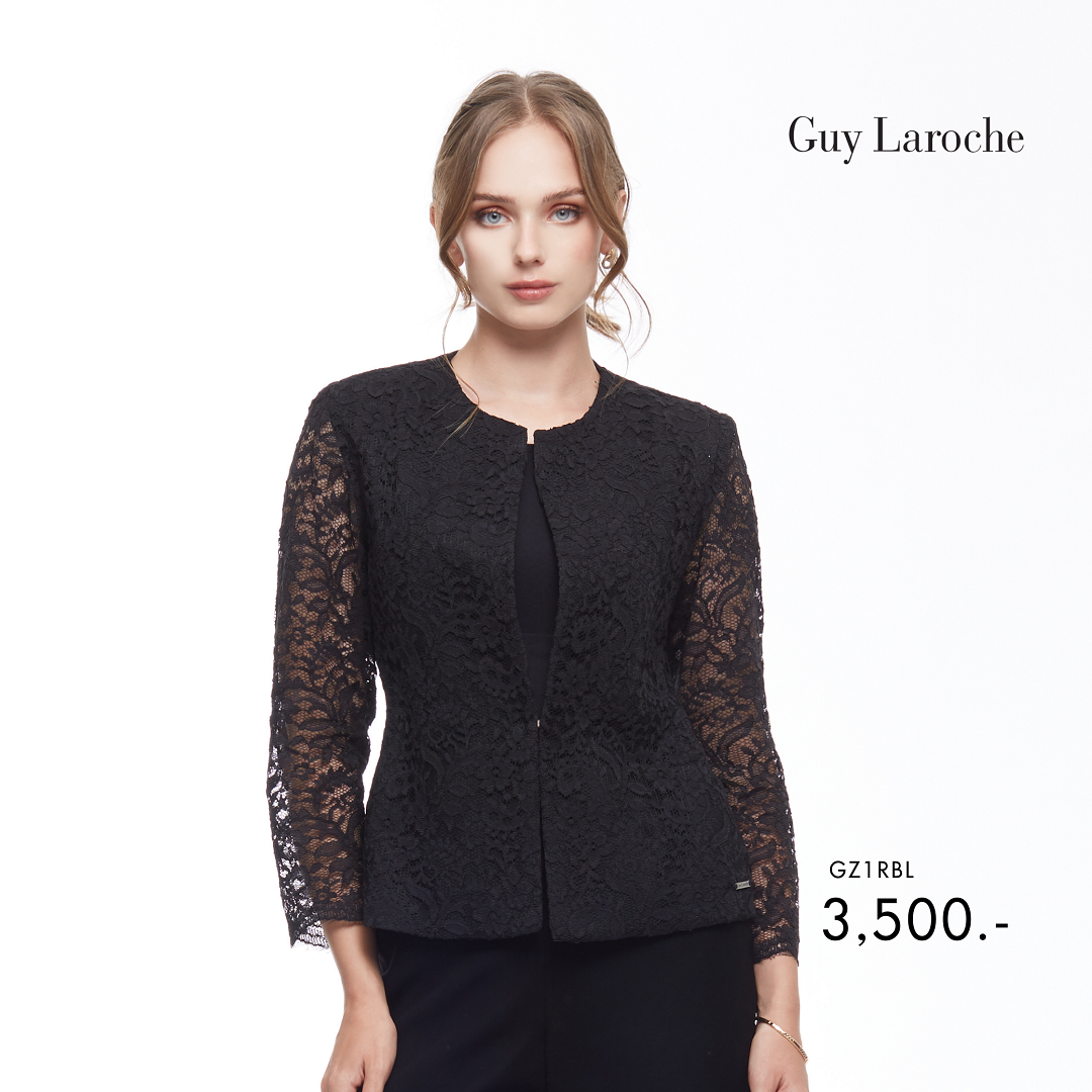 Guy Laroche woman's Jacket Luxury Lace Cardigan Light jacket แจ็คเก็ตผู้หญิง คอกลม แขนสามส่วน สีดำ GZ1RBL ราคา 3,500 บาท*ส่งฟรี
