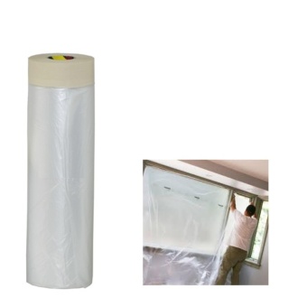 พลาสติกปิดพ่นสี ชนิดมีเทปกาวในตัว 1500 ซม x25 ม. Drape Pre-TapedMasking พลาสติกปิดพ่นสี ชนิดมีเทปกาวในตัว 1500 ซม x25 ม. Drape Pre-TapedMasking